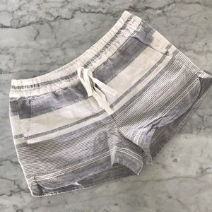 LOFT Grey + White Cotton/Linen Shorts